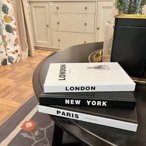 3Pcs Decorative Books for Home Decor, Hardcover Blank Faux Book Decor, Fake Display Book for Living Room, Entryway, Coffee Table, Bookshelf Decor (New York, Paris, London)