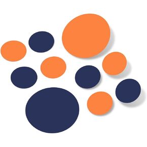 Orange/Navy Blue Vinyl Wall Stickers - 2" & 4" Circles (30 Decals)