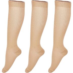 Compression Socks for Women (3 Pairs) 8-15mmHg Circulation Support Knee High Socks for Medical, Nursing, Running and Athletic, Pack of 3