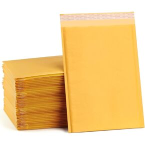 UCGOU Kraft Bubble Mailers 9.5x14.5 Inch 25 Pack Yellow Padded Envelopes #4 Large Mailing Packages Self Sealing Tear Resistant Boutique Bulk Mail Shipping Bags for Clothes Makeup Supplies