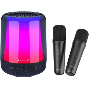 آلة كاريوكي مع 2 ميكروفونات لاسلكية، مكبر صوت بلوتوث محمول TWS مع 11 لونًا من أضواء LED، صوت جهير فائق، صوت مضحك، هدايا عيد ميلاد للبالغين والأطفال، حفلة منزلية للفتيات والأولاد in Kuwait