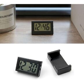 Pack-1 Car Dashboard Digital Clock, Mini Car Clock, with Clear LCD Screen Stand Case Function, Self-Adhesive Digital Clock, for Car Truck Dashboard (Black)