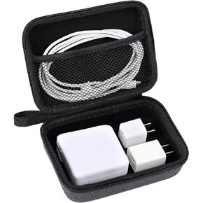 Electronic Organizer Travel Case, Shockproof Small Pouch, Hard Cable Organizer Bags for MacBook Pro Chargers, USB Cable, Power Bank and Hard Drive - Black