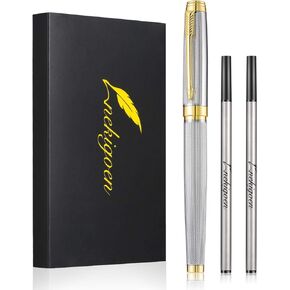 Rollerball Pen for Men Women Luxury Metal Executive Pens Home Office Use with 2 Extra Refills Black Ink 0.7mm G2(gold)
