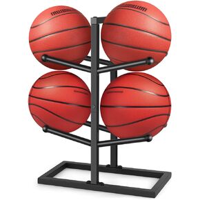 Basketball Rack, Basketball Racks for Balls, Metal Ball Racks for Basketballs Soccer Volleyball Organizers Storage Rack (Black)