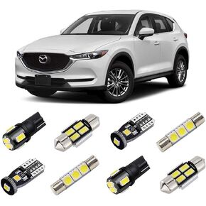 White Interior LED Lights Kit for Mazda CX-5 2013 2014 2015 2016 2017 2018 2019 2020 2021 2022 Super Bright 6000K LED Interior Light Bulbs Package + License Plate Lights and Install Tool