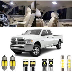 12 Piece 6000K White Ram Interior LED Light Kit Package Replacement for 2009 2010 2011 2012 2013 2014 2015 2016 2017 2018 Dodge Ram 1500 2500 3500, with Placement Diagram and Install Tool