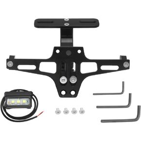 Aluminum Motorcycle License Plate Bracket Fender Eliminator Kit with LED Light Universal Motorcycle Tail Tidy Motorcycle License Plate Holder Mount - Black