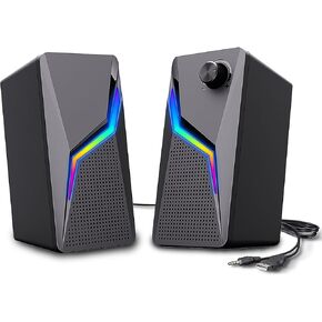 Computer Speakers, PC Gaming Speakerswith Enhanced Bass and Volume Control, Stereo 2.0 USB Powered 3.5mm AuxMultimedia Speakers for Laptop/Desktop/Tablets/Phone