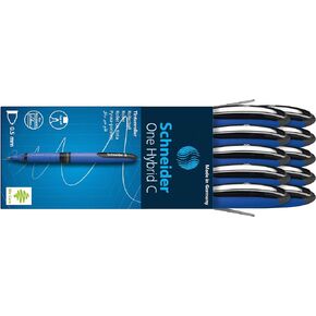Schneider One Hybrid C Rollerball Pen, 0.5 mm Hybrid Conical Tip, Light Blue Barrel, Black Ink, Box of 10 Pens (183201)