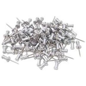 Push Pins, Steel Aluminum Head Push Pins - Sharp Steel Point - Silver, 3/8" Long – Box of 100