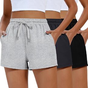 3 Pack Womens Sweat Shorts Drawstring High Waist Summer Athletic Shorts Loose Elastic Shorts with Pocket 2024 Trendy