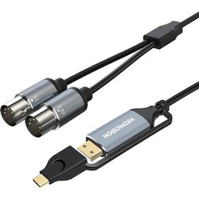 HOSONGIN MIDI Cable, MIDI to USB C Cable, 6 Feet Type C to 5-PIN MIDI Interface Adapter for Connecting with Keyboards, Synthesizers, and Drums for Editing and Recording