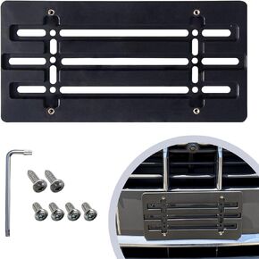 Front Bumper License Plate Bracket for Audi 2000-2022, Plate Holder Set w 6 Unique Screw Bolts & Wrench Kit, License Tag Mounting Kit, Quality Plate Holders, Premium Car & Truck Accessories