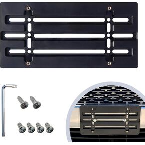 Front Bumper License Plate Bracket for Ford 2000-2024, Plate Holder Set w 6 Unique Screw Bolts & Wrench Kit, License Tag Mounting Kit, Quality Plate Holders, Premium Car & Truck Accessories