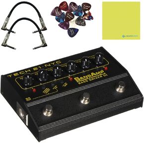 Tech 21 PBDR SansAmp Programmable Bass Driver DI 3-Channel Bundle w/ 2X Strukture S6P48 Woven Right Angle Patch Cables, 12x Fender Picks and Liquid Audio Polishing Cloth in Kuwait