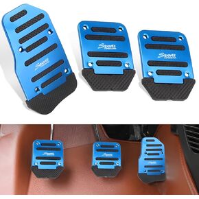 3 PCS Car Manual Transmission Pedal Pads, Brake Throttle Clutch Anti-Slip Wear-Resistant Pedal Cover Kit, Non-Drilling Thickened Alloy Pedal Cover Replacement, Universal for Cars (Blue)