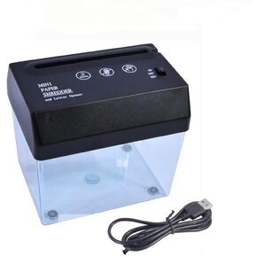 USB Paper Shredder A6 Paper Cutter with Letter Opener Mini Electric Shredder Battery Powered Paper Cutting Machine Universal Office School Home Desktop Stationery for Paper, Bills, Receipts