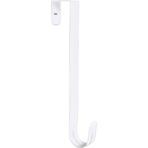 GameXcel 12" Wreath Hanger for Front Door - Large Wreath Metal Hook for Christmas Wreath Over The Door Hanger, White