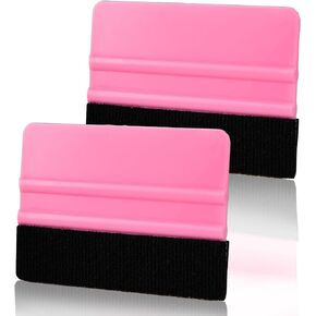 Vinyl Squeegee Tool 2Pcs Pink Plastic Felt Squeegee for Vinyl Scraper for Craft Car Wrap Decal Window Tint Film Squeegee for Wallpaper Vinyl Wrap Tools