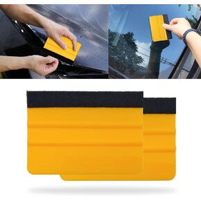 2PCS Plastic Felt Squeegee, Felt Edge Squeegee Tool, Decal Squeegee Remove Bubbles for Car Film Sticker Graphics and Wallpaper, Graphic Decal Scraper Applicator Tool(Blue)