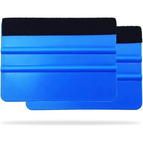 2PCS Plastic Felt Squeegee, Felt Edge Squeegee Tool, Decal Squeegee Remove Bubbles for Car Film Sticker Graphics and Wallpaper, Graphic Decal Scraper Applicator Tool(Blue)