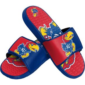 FOCO Kansas Jayhawks NCAA Mens Colorblock Big Logo Gel Slides - S