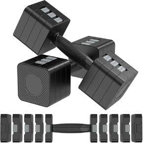Adjustable Dumbbells Set of 2, Hand Weights Sets with 5 Levels 3lb, 5lb, 7lb, 9lb, 11lb, Adjustable Weight Dumbbells for Women/Men Home Gym Full Body Workout