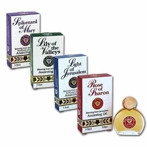Set of 4 Anointing Oils: Light of Jerusalem, Lily of the Valley, Spikenard, and Rose of Sharon