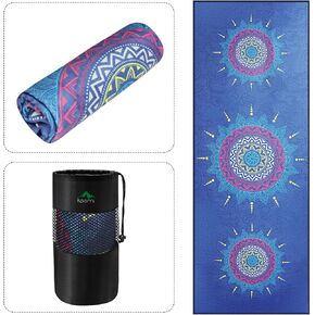 Keemi Non-Slip Yoga Towel Microfiber Yoga Mat Blanket for Hot Yoga Bikram Pilates Gym Towels for Sweat (73"x25", Wolf)