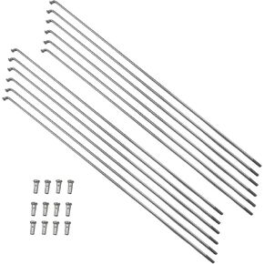 260mm/10.2 Inch Stainless Steel Spokes Mountain Bike/Road Bike Steel 14G Spokes Silver with 14mm Spoke Caps -12PCS