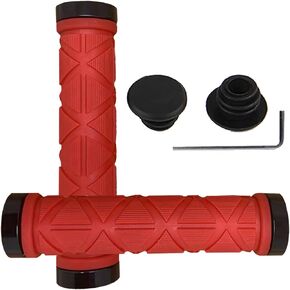 Bike Handlebar Grips, Double Lock-on Bicycle Handle Bar, Soft Non-Slip-Rubber Hand Grip Comfortable Ergonomic for BMX, Mountain, MTB, Beach Cruiser, Scooter, Folding Bike