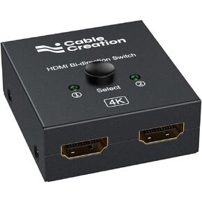 CableCreation HDMI Splitter 2 in 1 Out, 4K@60Hz HDMI Switch, Metal Case Bidirectional HDMI Switcher, HDMI Switch Box Compatible with PS5/4, Xbox, Roku, TV, Fire Stick, Blue-Ray Player etc