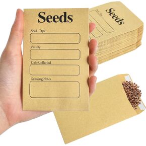 150 Pcs Seed Envelopes,Seed Packets, Resealable Small Brown Kraft Paper Bags with Self-Adhesive Sealing, for Seed Saving Seeds Storage (3.15 x 4.7 Inch)
