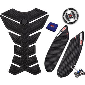 3D Black Rubber Side Tank Pad Protector, Anti Slip sticker, Tank Side Traction Pad, Gas Cap, Fuel Cap Decal,Tank Protector for GSXR 600 750 (2006 2007)