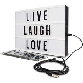 Northpoint Cinema Style 10-LED Home Decor Large Light Box with 109 Letters and Characters, Wall Mounted or Tabletop, Battery or USB Powered, White