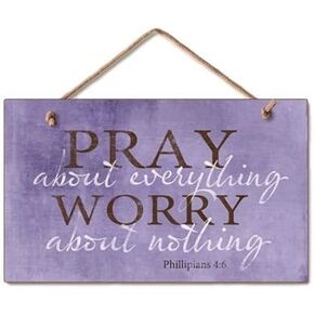 Pray About Everything Wooden Sign Decor 9.5" by 5.75" 41-250 (Standard Version)