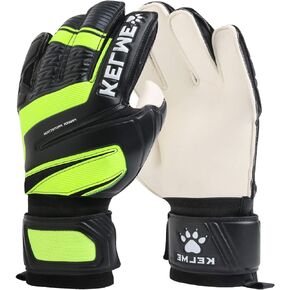 KELME Goalkeeper Goalie Gloves with Finger Protection, Strong Grip Padding and Palm, Wrist Support & Sticky Latex for Indoor and Turf Soccer Training Professional for Kids、Adult、Youth