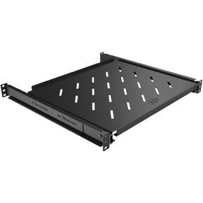 4-Post Sliding Server Shelf, Cold Rolled Steel, Black, Venting, Adjustable, 450mm Depth, 8.1 lbs, Rack Mount, 1U(1RU)