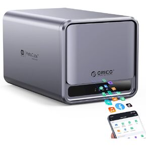 وحدة تخزين ORICO 2 Bay NAS وسحابة خاصة، حاوية قابلة للشبكة مع تطبيق متصل للعائلة، بروتوكول Samba وDLNA، وحدة معالجة مركزية رباعية النواة، ذاكرة وصول عشوائي DDR4 سعة 2 جيجابايت، جهاز RAID (بدون قرص) - TS200