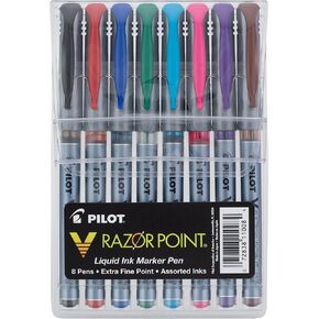 Pilot V Razor Point Liquid Ink Markers, Extra Fine Point, Black Ink, 12-Pack (11020), Dozen Box