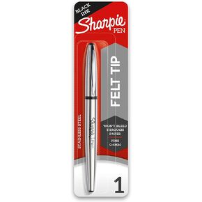 SHARPIE Stainless Steel Grip Pen, Fine Point (0.8mm), Black, 1 Count