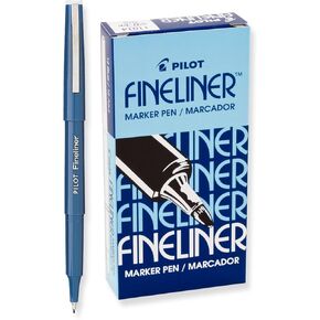 PILOT Fineliner Marker Pens, Fine Point, Blue Ink, 12-Pack (11014)