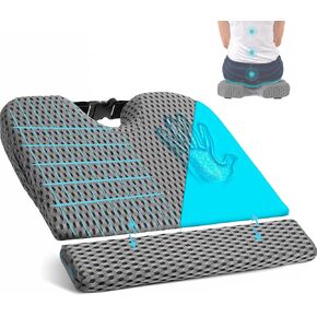 4D Mesh Car Seat Cushion for Car Seat Driver (w/Detachable Leg Extender) Gel Infused Memory Foam - Wedge Seat Cushion Ideal for Car Truck, Chair for Sciatica Hip Pain Relief in Saudi Arabia