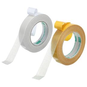 PATIKIL 1" x65.6 Ft(20m) Double Sided Fabric Tape, 2Rolls Super Sticky Clear Tape Double Stick Carpet Tape High Stickiness Double Sided Tape Residue-Free for Clothes Carpets, Yellow, White