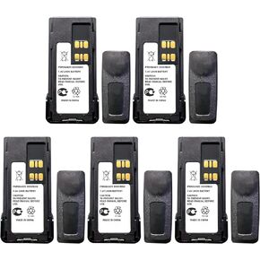 5-Pack 3000mAh PMNN4409 PMNN4409AR PMNN4491BR PMNN4491 PMNN4493A 7.4V Li-ion Two-Way Radio Battery Replacement for Motorola XPR3300 XPR3500 DP4400 XPR7350 XPR7550+Belt Clip