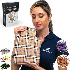 Heating Pads Microwave w/Classic Bottle Shaped - Microwave Heat Pads for Pain Relief (12x8,5 in) - Heat & Cold Pack Microwavable - Washable Cover, 100% Cotton Fabric and Lavender (Hearts)