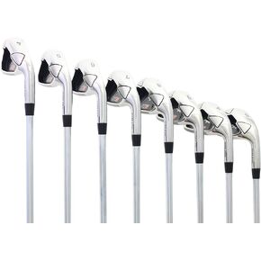 مجموعة حديد Majek K6 + 2 بوصة فوق XL مجموعة كبيرة وطويلة للرجال مكونة من 8 قطع (4-PW، SW) عمود فولاذي لليد اليمنى عادي Flex R Flex Club (طويل 6'3 "+/+2" فوق) مع أسود متوسط ​​الحجم قبضة مخملية