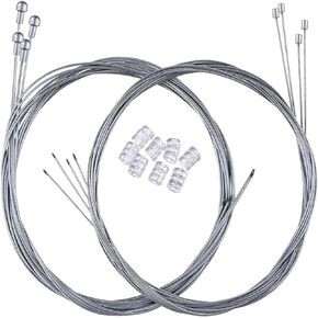 Hotop 2 Set Road Bike Brake Cable Gear Cable Wire and Caps Set (2 Set Road Bike Brake Cable Style B)