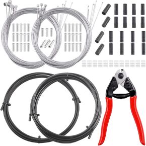 86Pcs Stainless Steel Bike Cable Cutter and Bike Brake Housing Cable Bicycle Shifter Wire Cable with End Caps Bike Brake Cable O-Rings Kit for Mountain Bike Road Bike